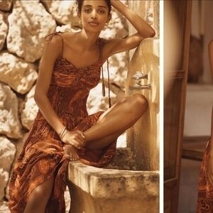 Farm Rio x Anthropologie NWTs Drop-Waist Printed Midi Dress